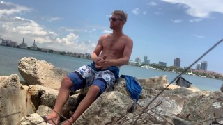 Calhoun Sawyer jerking off in Miami!